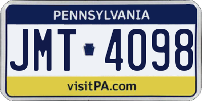 PA license plate JMT4098