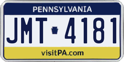 PA license plate JMT4181