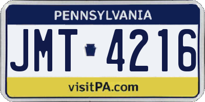 PA license plate JMT4216