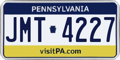 PA license plate JMT4227