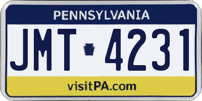 PA license plate JMT4231