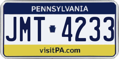 PA license plate JMT4233