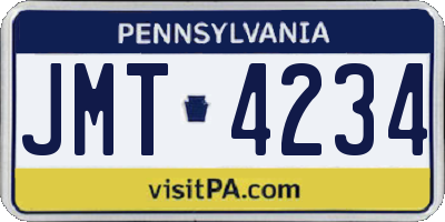 PA license plate JMT4234
