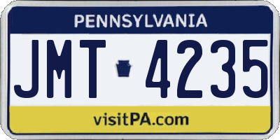 PA license plate JMT4235