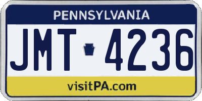 PA license plate JMT4236