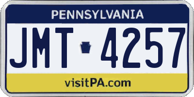 PA license plate JMT4257