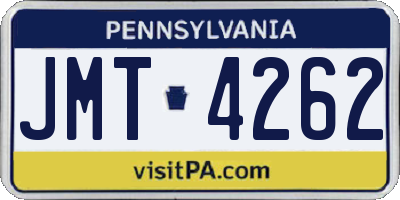 PA license plate JMT4262