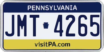 PA license plate JMT4265