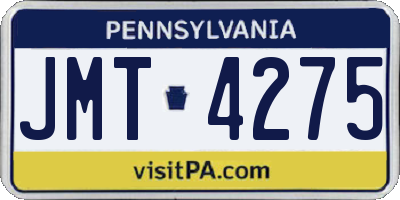 PA license plate JMT4275