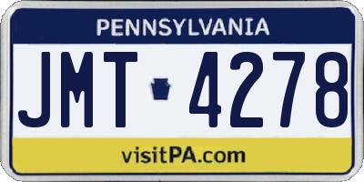 PA license plate JMT4278
