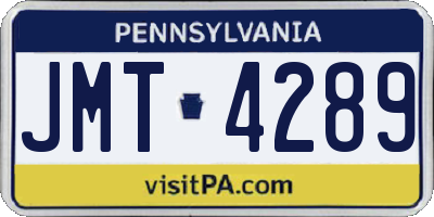 PA license plate JMT4289