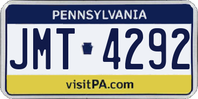 PA license plate JMT4292