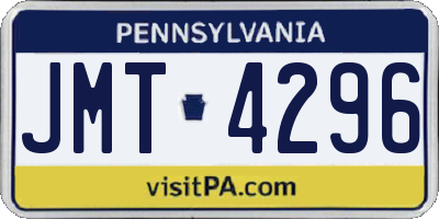 PA license plate JMT4296