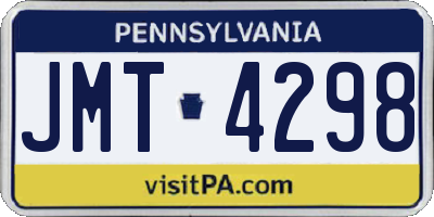 PA license plate JMT4298