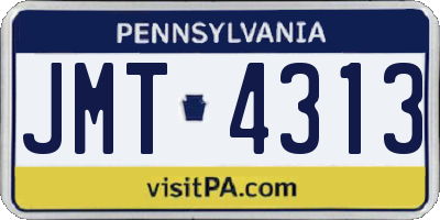 PA license plate JMT4313