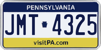 PA license plate JMT4325