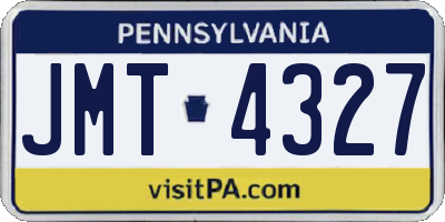PA license plate JMT4327