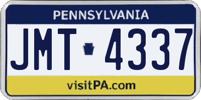 PA license plate JMT4337