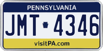 PA license plate JMT4346