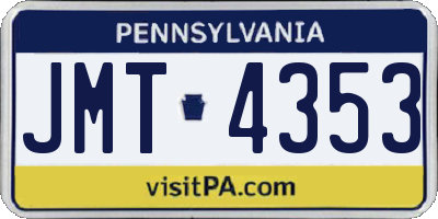 PA license plate JMT4353