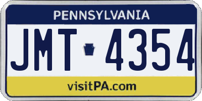 PA license plate JMT4354