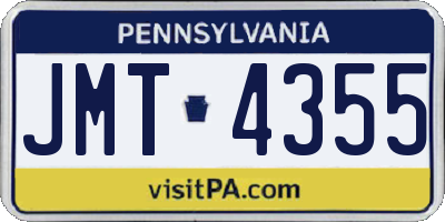PA license plate JMT4355