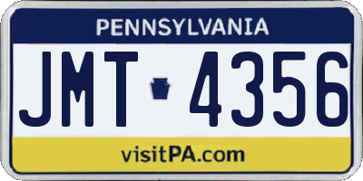 PA license plate JMT4356