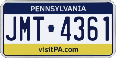 PA license plate JMT4361
