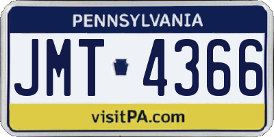 PA license plate JMT4366