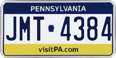 PA license plate JMT4384
