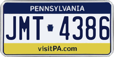 PA license plate JMT4386