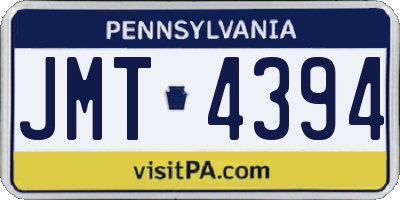 PA license plate JMT4394