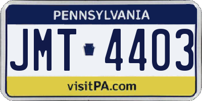 PA license plate JMT4403
