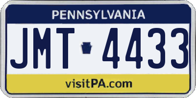 PA license plate JMT4433