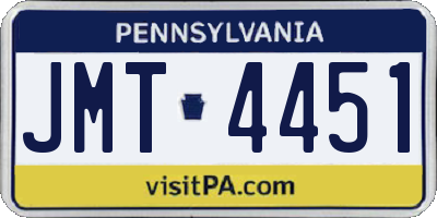 PA license plate JMT4451