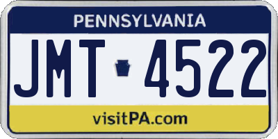 PA license plate JMT4522