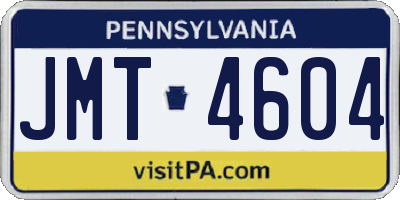 PA license plate JMT4604