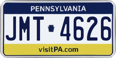 PA license plate JMT4626