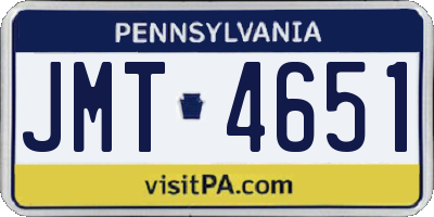 PA license plate JMT4651