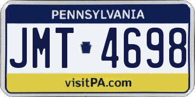 PA license plate JMT4698