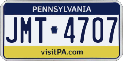 PA license plate JMT4707