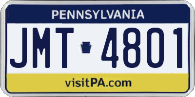 PA license plate JMT4801