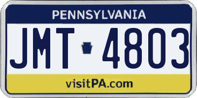 PA license plate JMT4803
