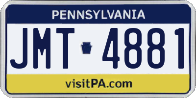 PA license plate JMT4881