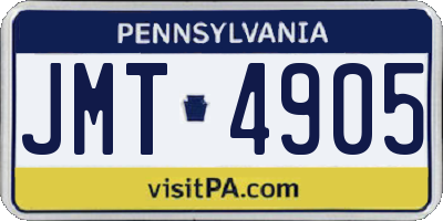 PA license plate JMT4905