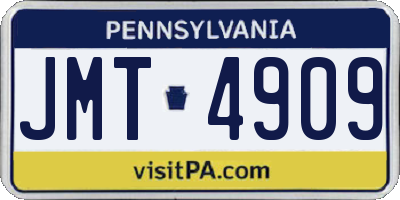 PA license plate JMT4909