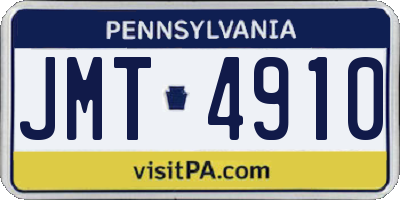 PA license plate JMT4910