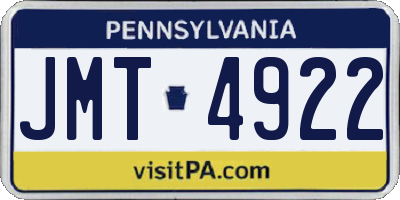 PA license plate JMT4922