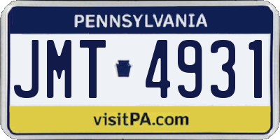 PA license plate JMT4931