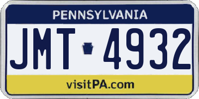 PA license plate JMT4932